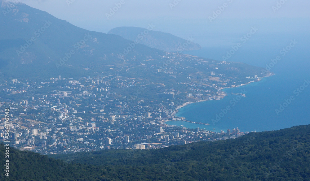 View from Mount Ai-Petri on the Black Sea coast View from Mount Ai-Petri on the Black Sea coast