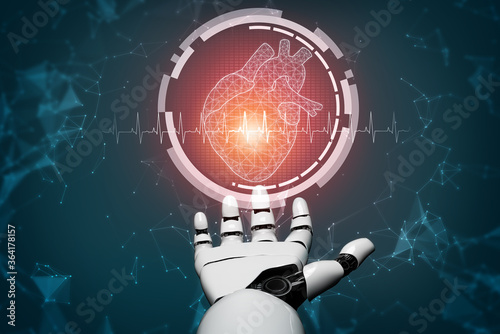Fotografie 3D rendering medical artificial intelligence robot working in future hospital