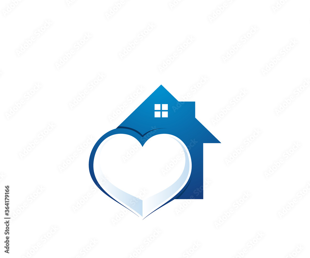 Home heart logo design template