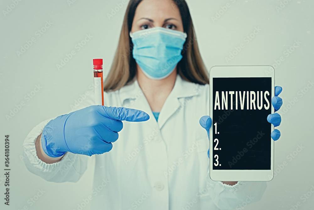 Fotografie Text sign showing Antivirus