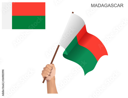 The flag of the country of Madagascar which is hoisted with a stick held by hand to ignite the spirit of statehood