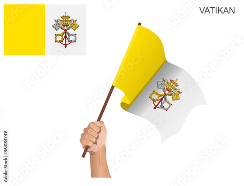 Vatican Country Flag hoisted with a stick held by hand to inflame the spirit of statehood