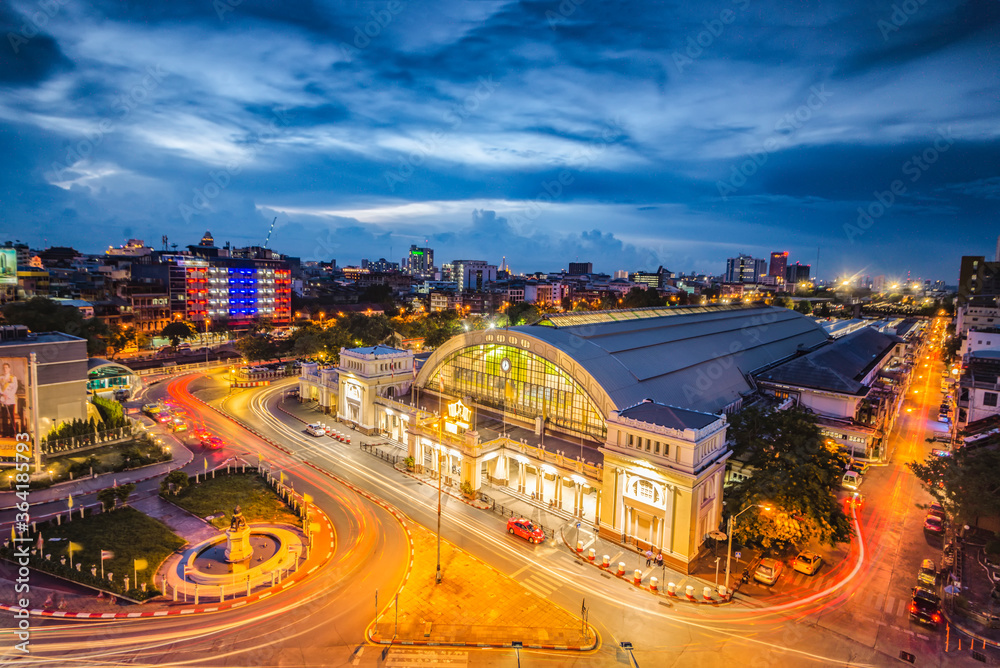 Main Buiding Terminal of Hua Lamphong Train Station located at Centre of Bangkok, Bangkok, Thailand