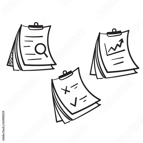 hand drawn Clipboard Line Icons Collection doodle vector