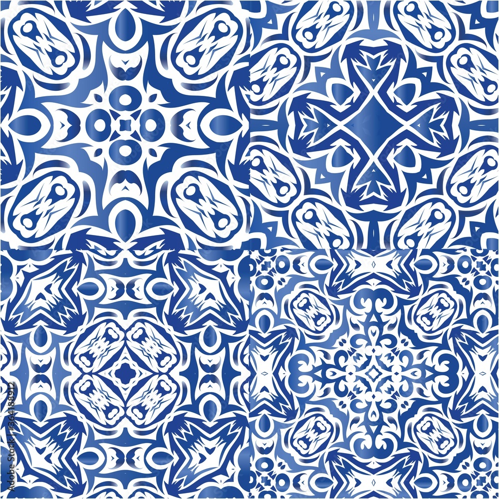 Antique azulejo tiles patchworks. Antique azulejo tiles patchworks.