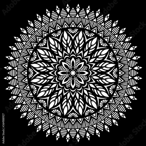 White mandala on black Pattern Stencil Doodles Sketch