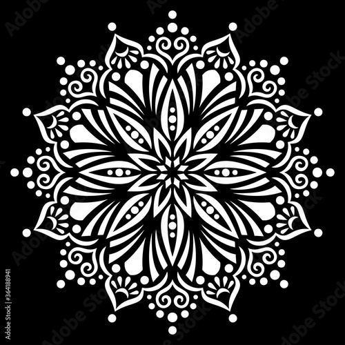 White mandala on black Pattern Stencil Doodles Sketch