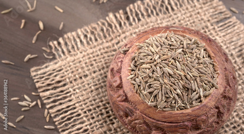 Ground Cumin Seeds and Jeera Powder, selective focus

