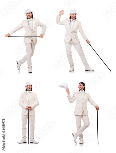 Gentleman in white suit isolated on white