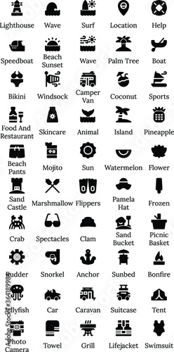 set of black and white icons for design