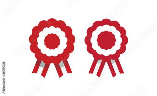 Peruvian cockade vector illustration. National symbol with Peru flag colors. Red and white rosette ribbon.