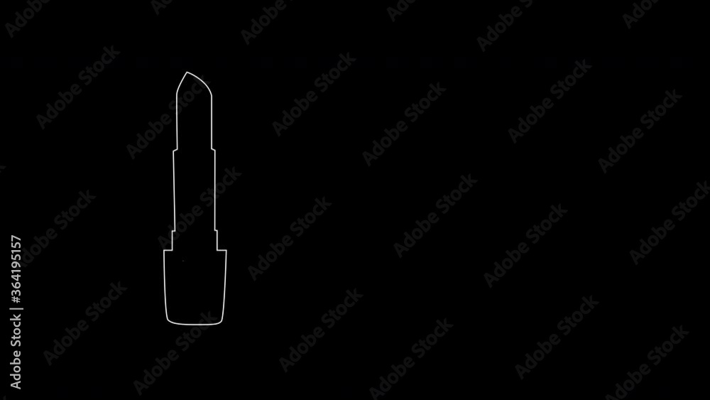 Self drawing animation of lipstick, pink lips color. Copy space. Black background. Self drawing animation of lipstick, pink lips color. Copy space. Black background.