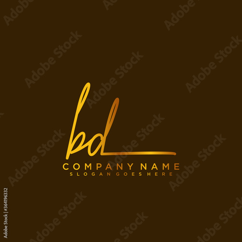 BD initials signature logo. Handwriting logo vector templates. Logo for business, beauty, fashion, signature photo