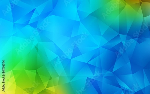 Light Blue, Green vector triangle mosaic texture. Triangular geometric sample with gradient. Best triangular design for your business.