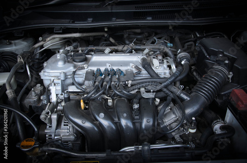close up image of car engine