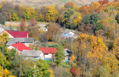 Autumn rural landscape from a height