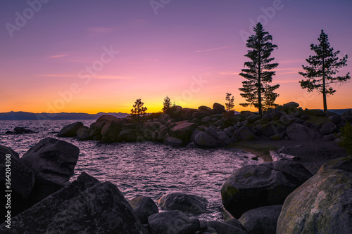 Sunset at Chimney beach in north lake Tahoe.