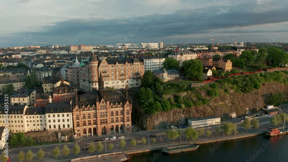 Sodermalm, Stockholm City, circle pan aerial view of the skyline Sodermalm, Stockholm City, circle pan aerial view of the skyline