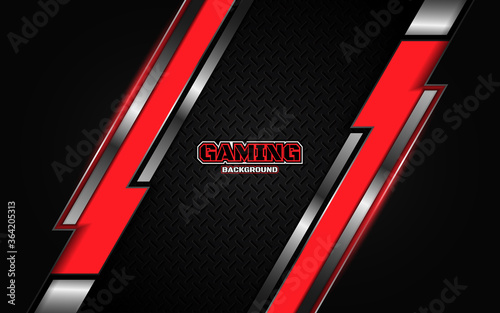 Abstract futuristic black and red esport gaming background with modern shapes. Vector design template technology concept can use element game banner, sport poster, cyber wallpaper, web, advertising