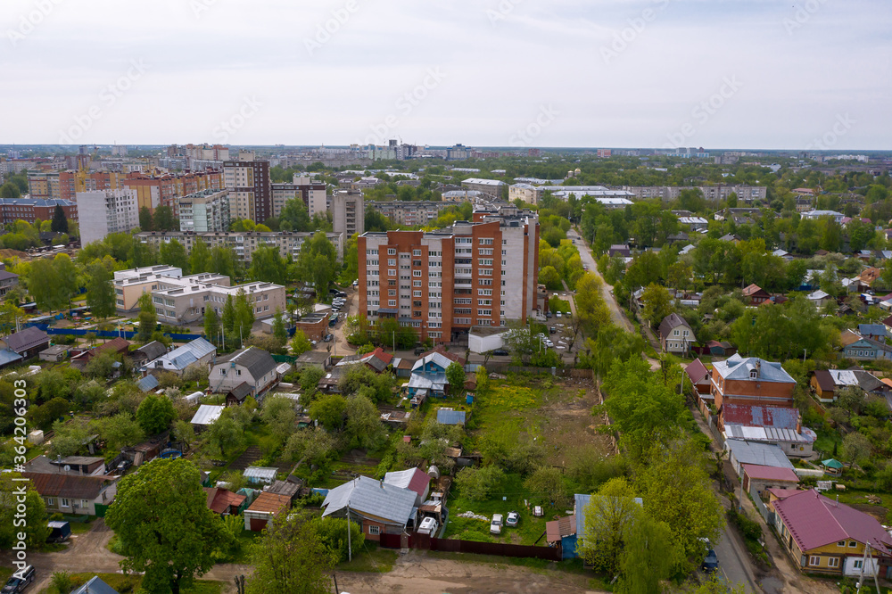 Ivanovo city from a bird's flight on a summer day.