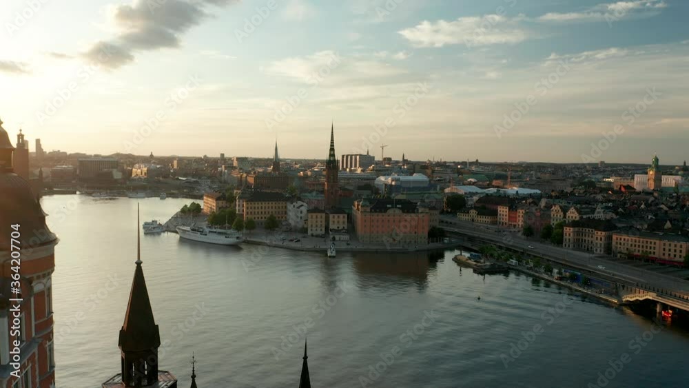 Stockholm City aerial view of City Center and Sodermalm, rooftops & buildings Stockholm City aerial view of City Center and Sodermalm, rooftops & buildings