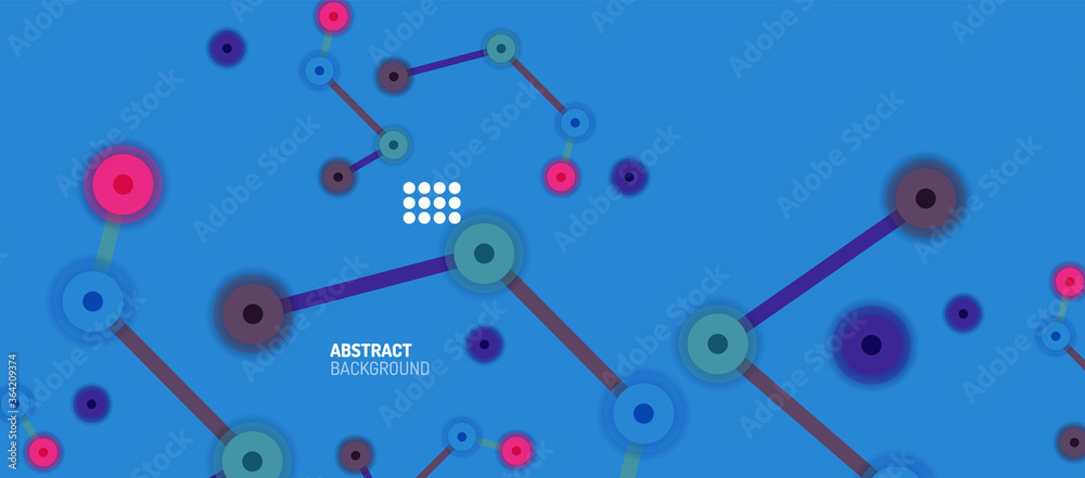 Flat style geometric abstract background, round dots or circle connections on color background. Technology network concept. Flat style geometric abstract background, round dots or circle connections on color background. Technology network concept.