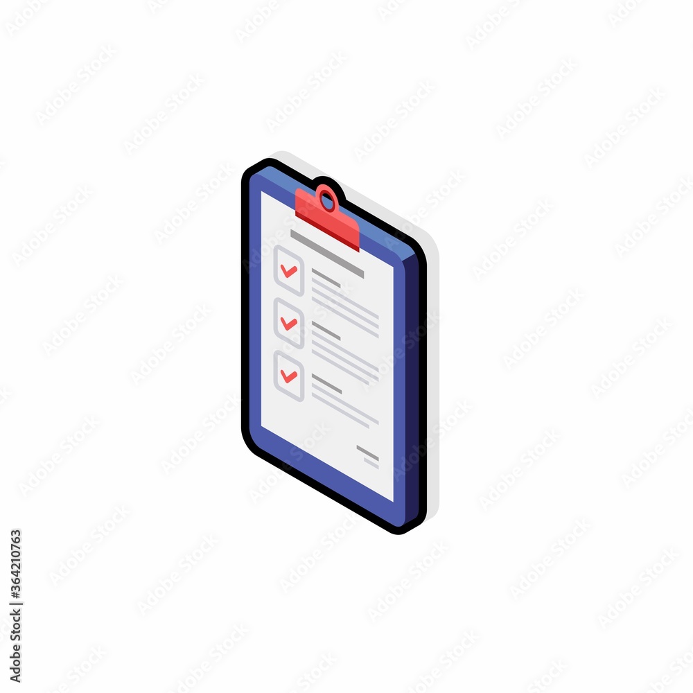 Checklist Isometric left view - Black Stroke+Shadow icon vector isometric. Flat style vector illustration. Checklist Isometric left view - Black Stroke+Shadow icon vector isometric. Flat style vector illustration.