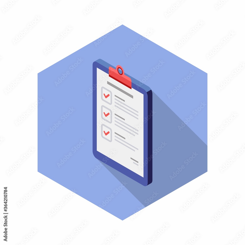 Checklist Isometric left view icon vector isometric. Flat style vector illustration.