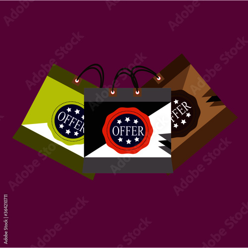 shopping bag design vector illustration 3D realistic , template corporate logo design business empty isolated white background