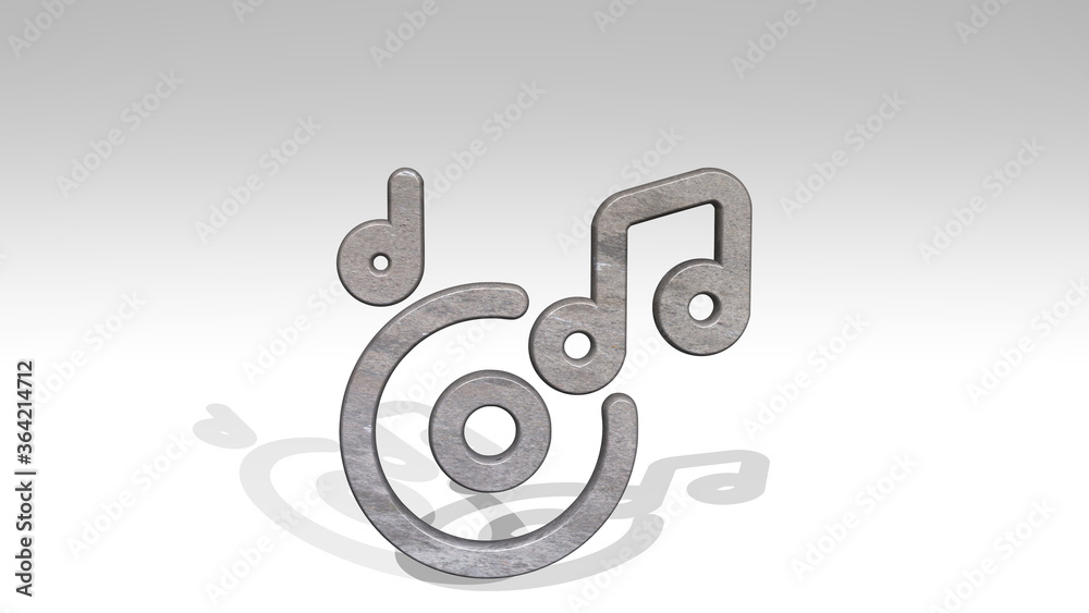 cd play casting shadow with two lights. 3D illustration of metallic ...