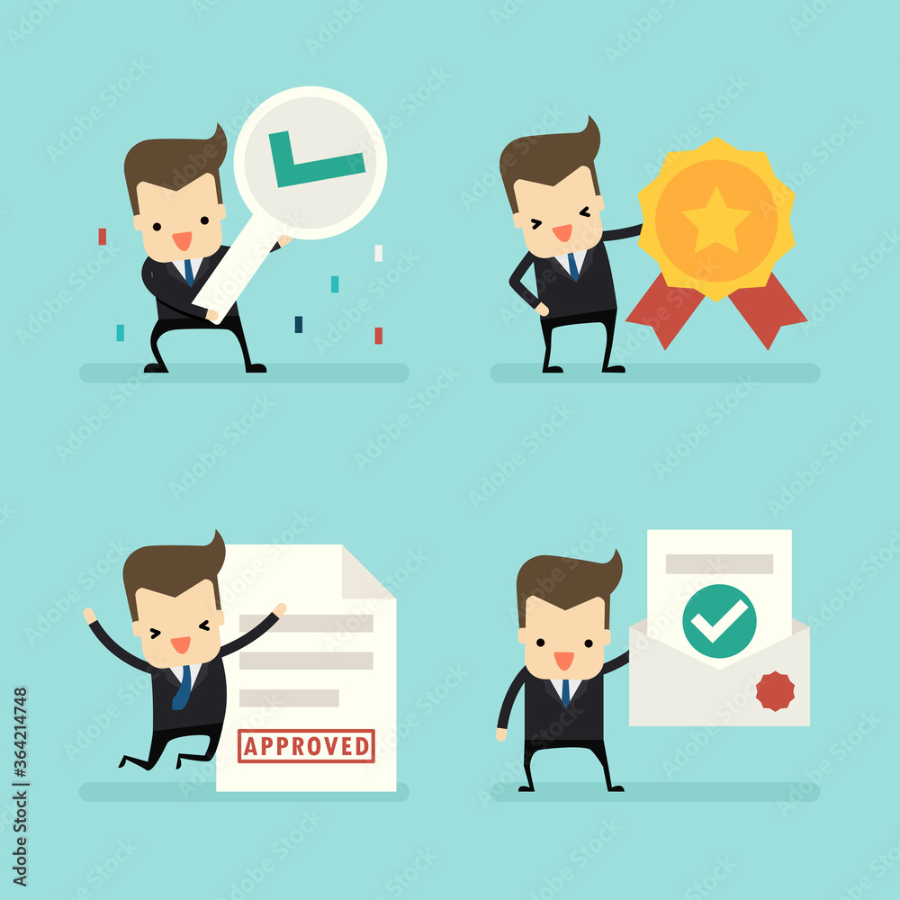 set of businessman in approved concept vector set of businessman in approved concept vector