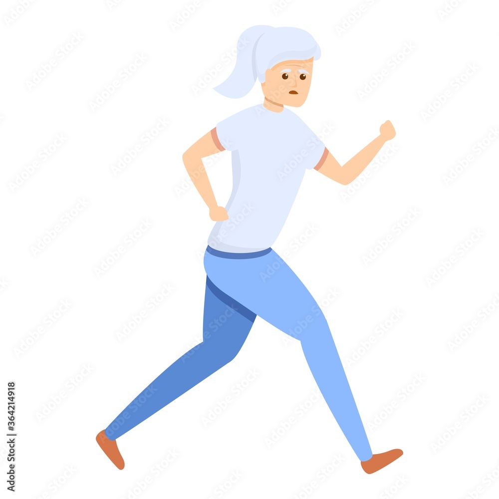 Senior woman sport walking icon. Cartoon of senior woman sport walking vector icon for web design isolated on white background Senior woman sport walking icon. Cartoon of senior woman sport walking vector icon for web design isolated on white background