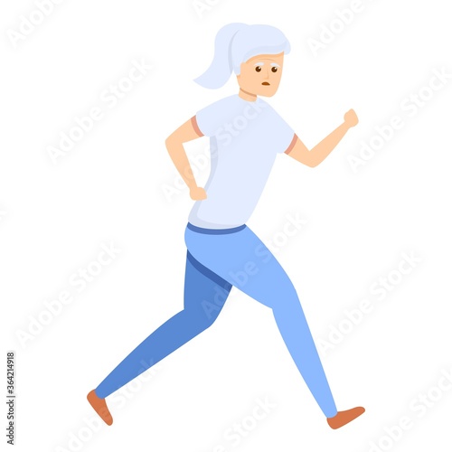 Senior woman sport walking icon. Cartoon of senior woman sport walking vector icon for web design isolated on white background