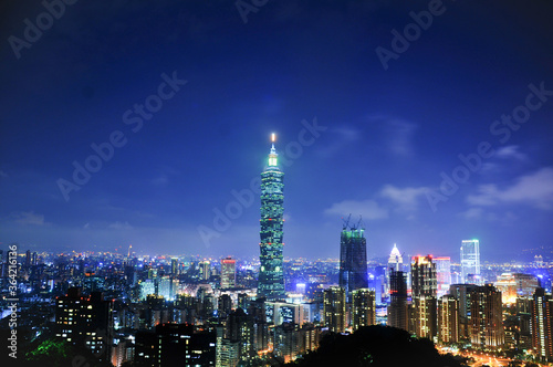                   Beautiful night view of Taipei city area