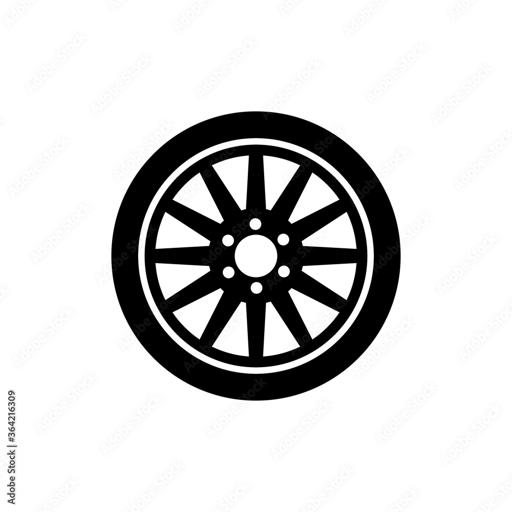 Car wheel icon in trendy flat design