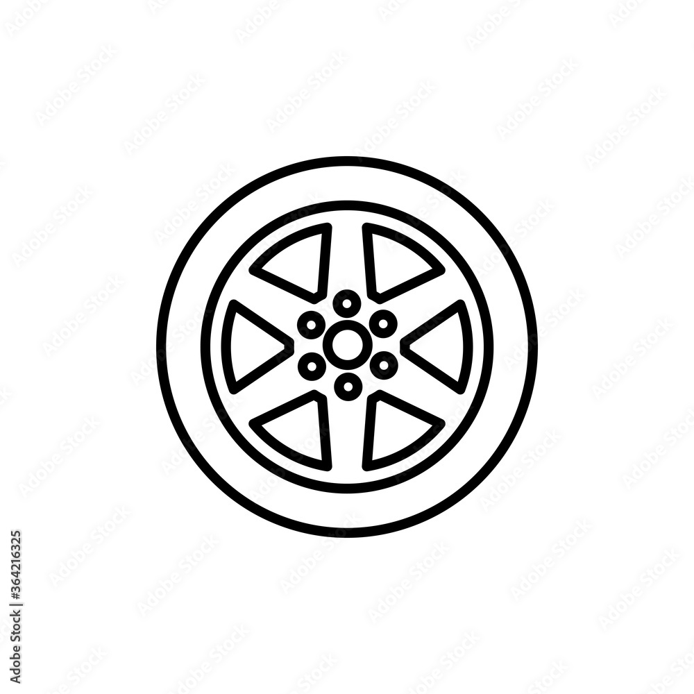 Car wheel icon in trendy flat design