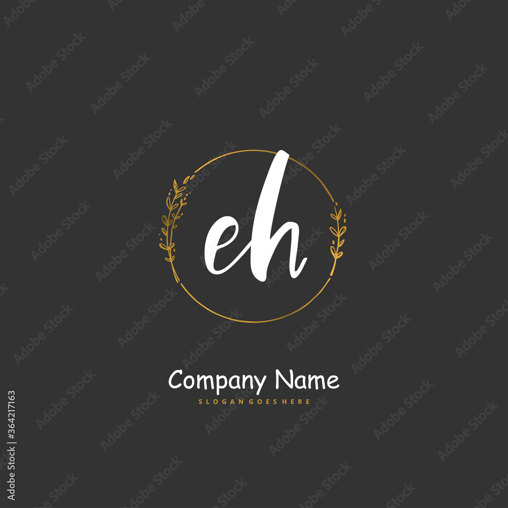 E H EH Initial handwriting and signature logo design with circle. Beautiful design handwritten logo for fashion, team, wedding, luxury logo. E H EH Initial handwriting and signature logo design with circle. Beautiful design handwritten logo for fashion, team, wedding, luxury logo.