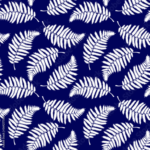 Fern plant leaf seamless pattern. Tropical botanical stock vector illustration eps10 