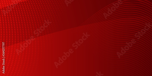 Abstract red background of curved surfaces and halftone dots in red colors
