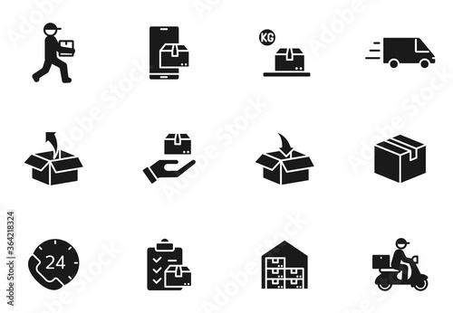 delivery glyph vector icons isolated on white. delivery icon set for web design, mobile app, user interface and print