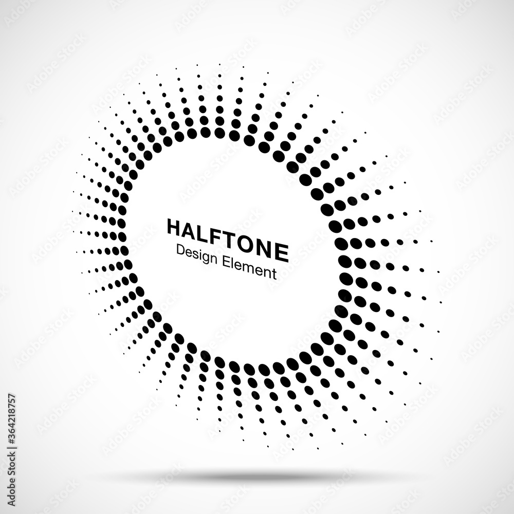 Halftone circle perspective frame abstract dots logo emblem design element for technology, medical, treatment, cosmetic. Round border Icon using halftone circle dots raster texture. Vector. Halftone circle perspective frame abstract dots logo emblem design element for technology, medical, treatment, cosmetic. Round border Icon using halftone circle dots raster texture. Vector.