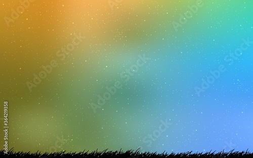 Light Blue, Yellow vector layout with cosmic stars. Blurred decorative design in simple style with galaxy stars. Smart design for your business advert.