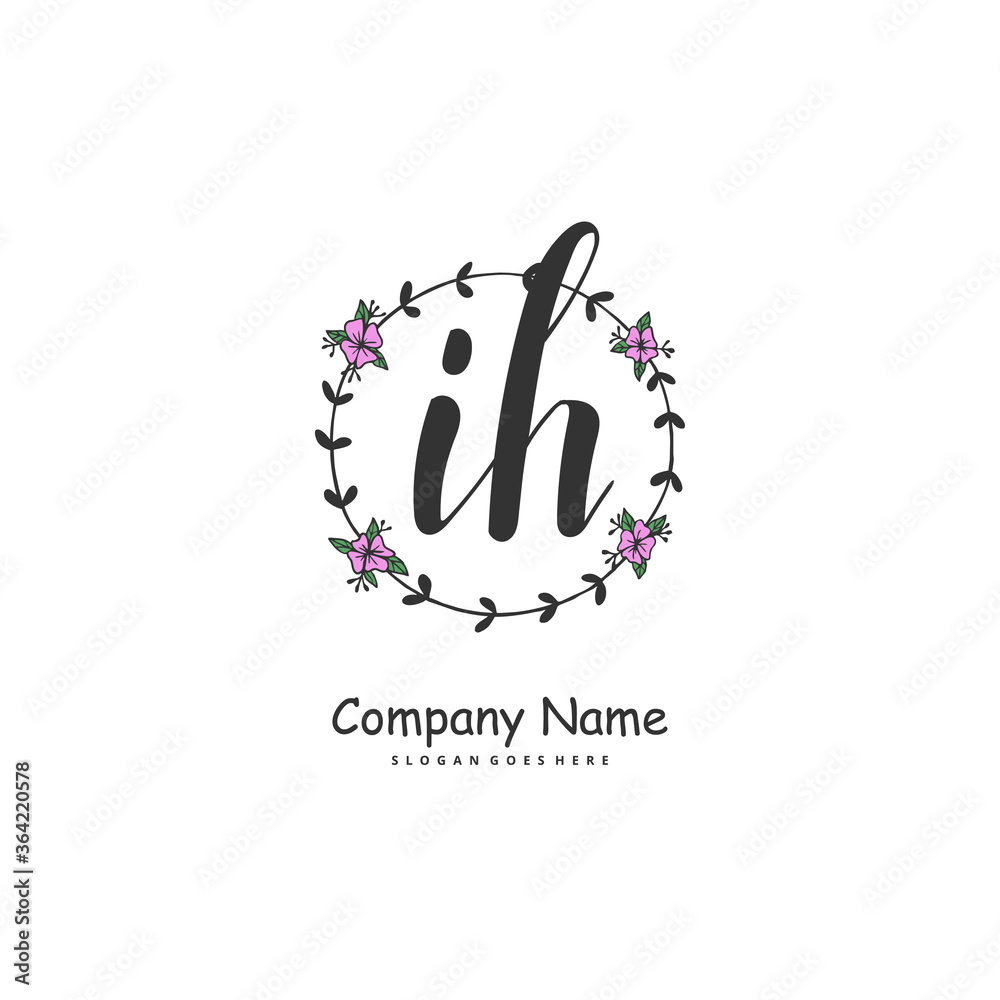 I H IH Initial handwriting and signature logo design with circle. Beautiful design handwritten logo for fashion, team, wedding, luxury logo. I H IH Initial handwriting and signature logo design with circle. Beautiful design handwritten logo for fashion, team, wedding, luxury logo.