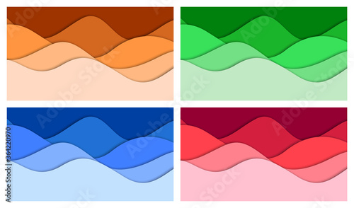 Set of 3D abstract background and paper cut shapes, vector illustration