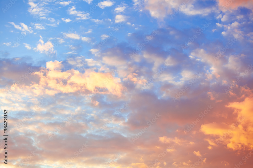 Sunset. blue sky and clouds. 
background