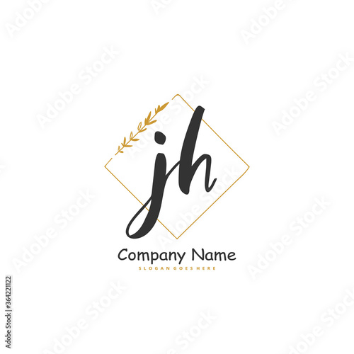 J H JH Initial handwriting and signature logo design with circle. Beautiful design handwritten logo for fashion  team  wedding  luxury logo.