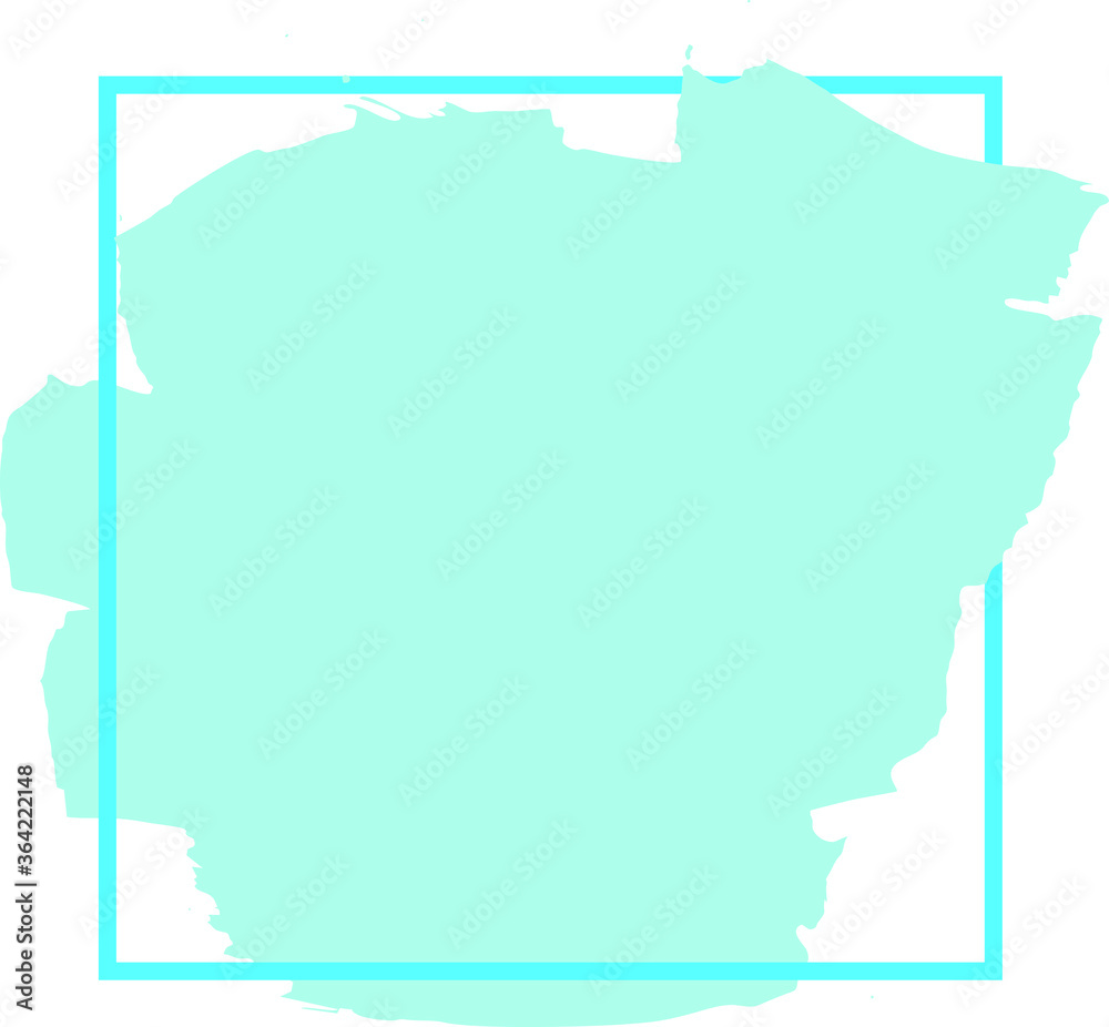 Vector decorative element with a smear of paint and a thin frame in blue Vector decorative element with a smear of paint and a thin frame in blue