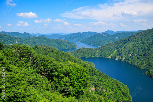                      Lake and mountain scenery in Japan