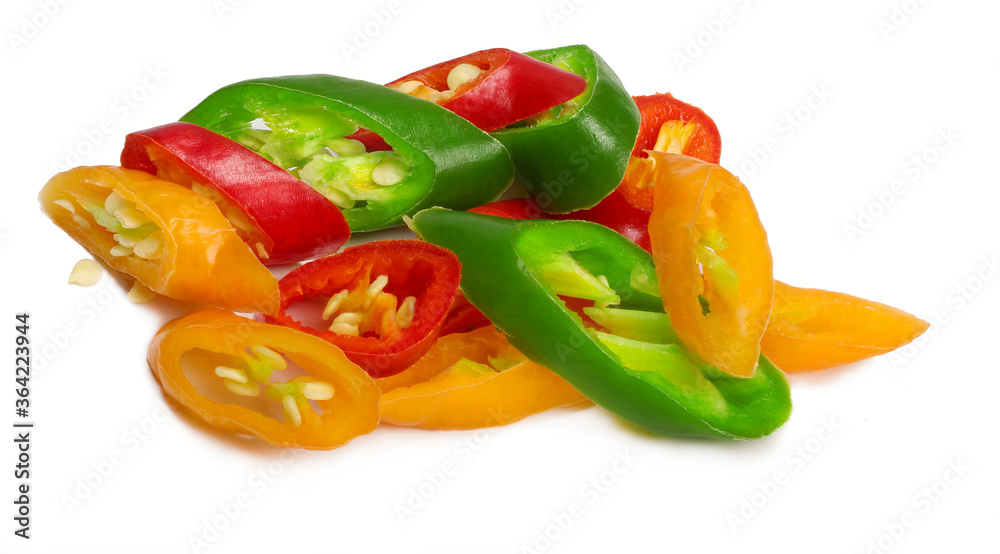 chili pepper sliced isolated on white background chili pepper sliced isolated on white background