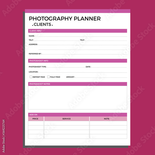 photography planner, clients